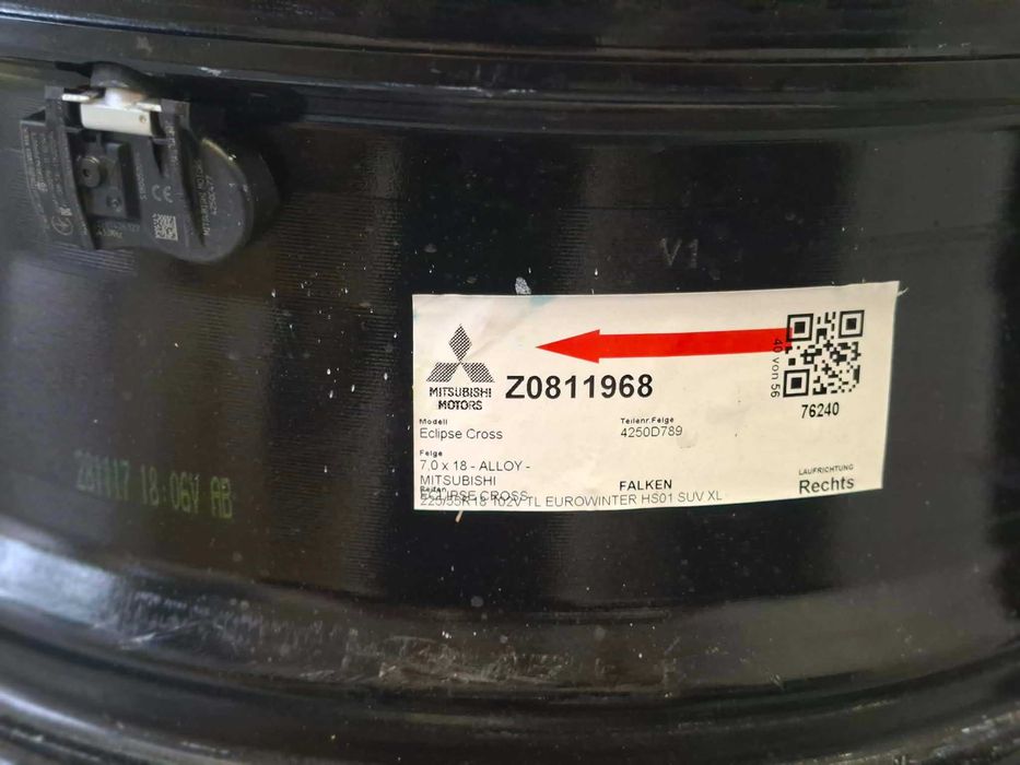 Оригинални алуминиеви джанти Mitsubishi – 18” с TPMS датчици