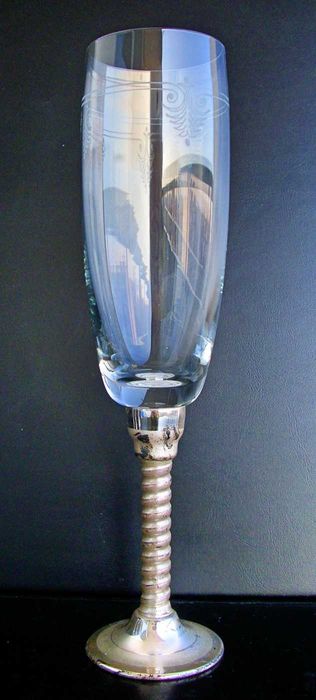 Сервиз чаши за шампанско кристал сребро Бохемия