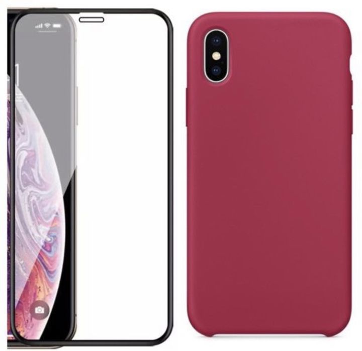 Iphone X XS MAX XR - Husa Alcantara Silicon Catifea + Folie Sticla 9D