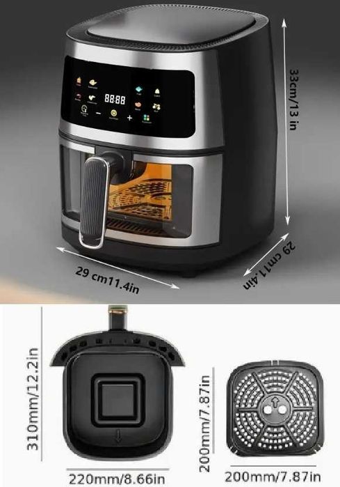 Airfraier, FRITEUZA, aparat cu aer cald 6L 1350W plus set accesorii