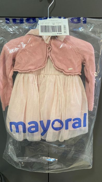 Разкошен комплект Mayoral рокля Болеро обувки в розово 80 р-р