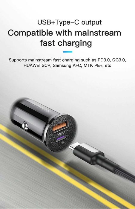 2V - 24V QC3.0 PD 48W зарядно за кола за телефон