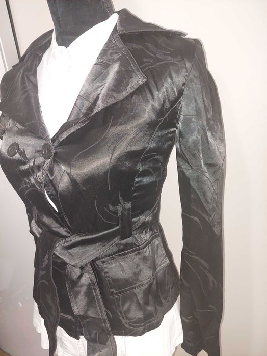 Jacheta/sacou negru stil office/elegant satinat cambrat