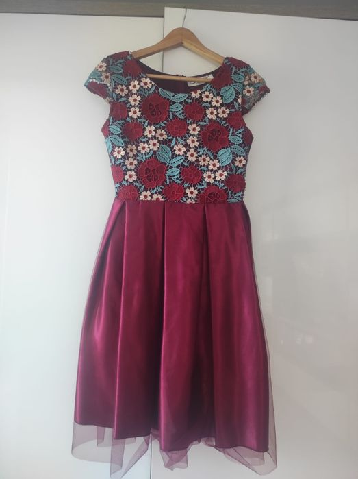 Rochie ocazie dantela, tul si satin
