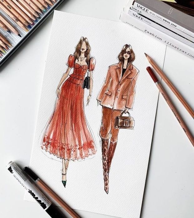 Модные эскизы / Fashion ilyustratsiya / фещн иллюстрации