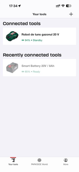 Vand Robot tuns gazonul Parkside 20V Smart PAMRS 1000 A1 WiFi Aplicati