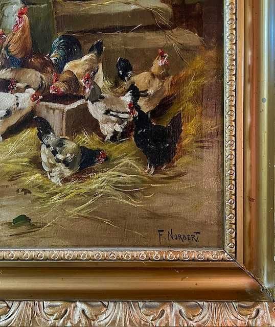 SUPERB,de COLECTIE! Tablou F, f vechi >100 ani, u/pz semnat, cca 90x75