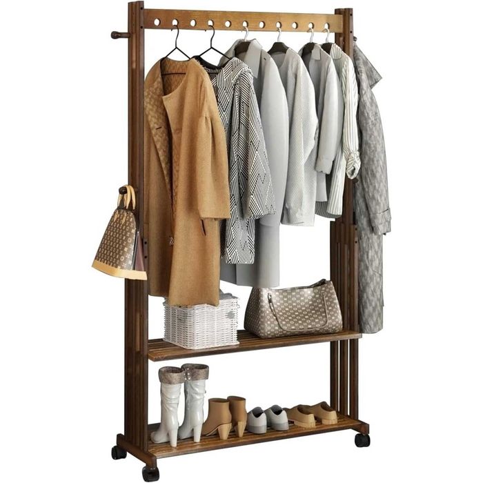 ПРОМОЦИЯ Бамбукова закачалка за дрехи на колелца – UNHO JJ-ZY791