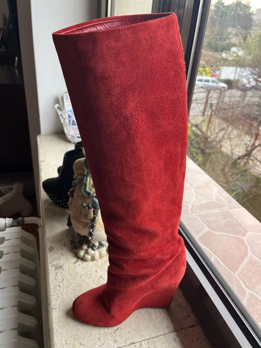 Cisme Christian Louboutin - 36,5 - piele întoarsă, roșu - ca noi