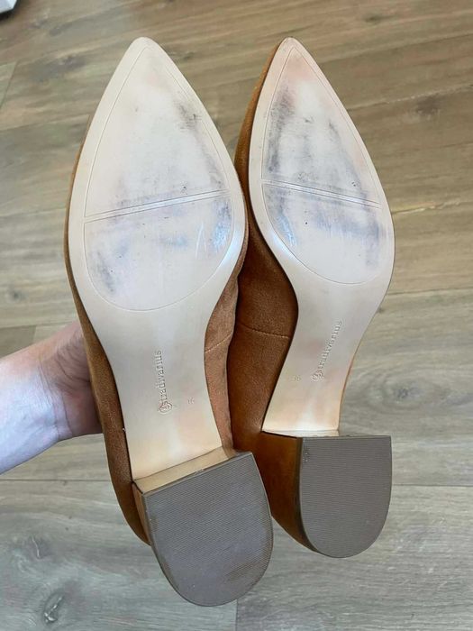 Обувки Stradivarius на ток от изкуствен велур