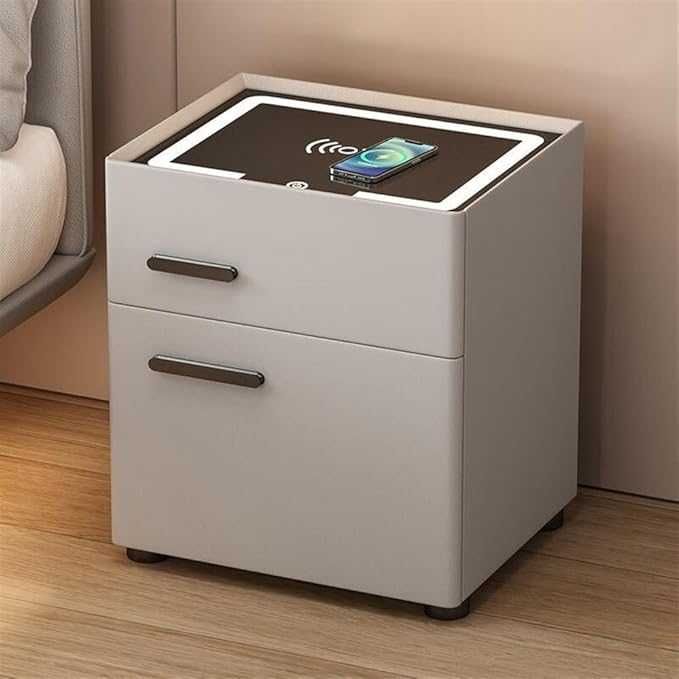 Noptiera smart multifunctionala seif ascuns iluminare Led 3 culori wireless+usb Bluetooth 1 sertar
