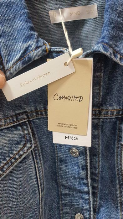 Mango Jachetă Denim medium blue mărime 36