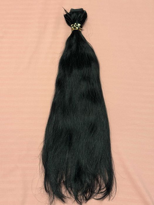 Doua seturi extensii tip banda, din par 100% natural, negru, 70cm