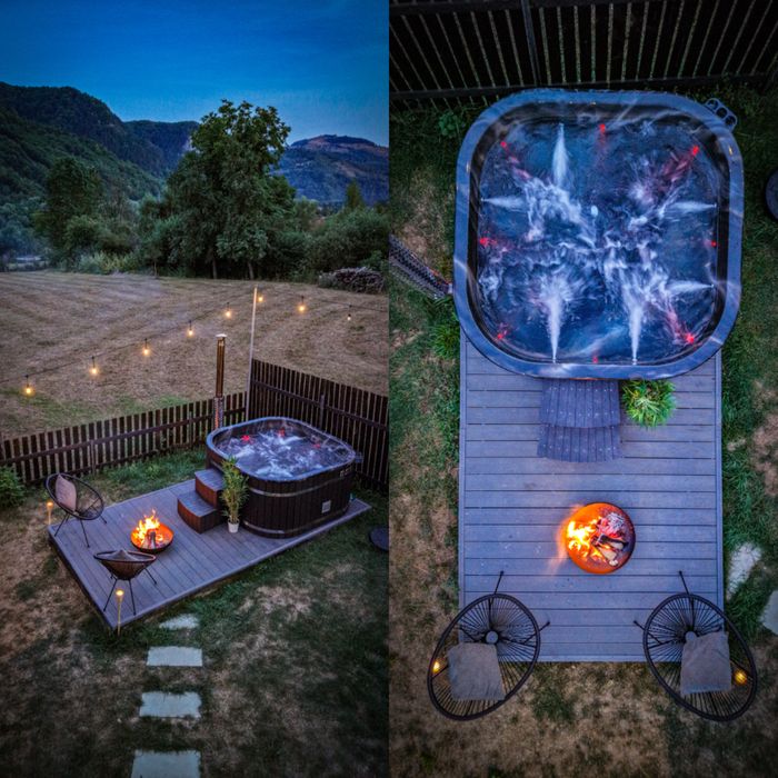 Cabana exclusivista WINGS de inchiriat cu 2 dormitoare 4-6 persoane ciubar/jacuzzi