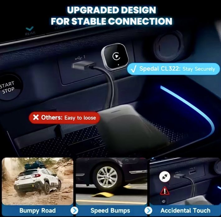 Безжичен адаптер за Android Auto и Apple Carplay