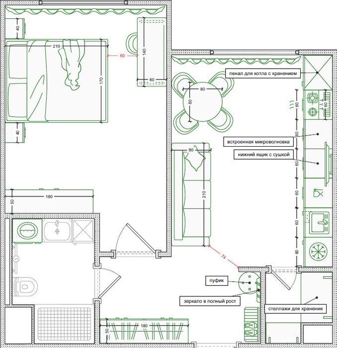 Квартиры в ЖК Sado(Bi Group) евродушка 41.5м2.