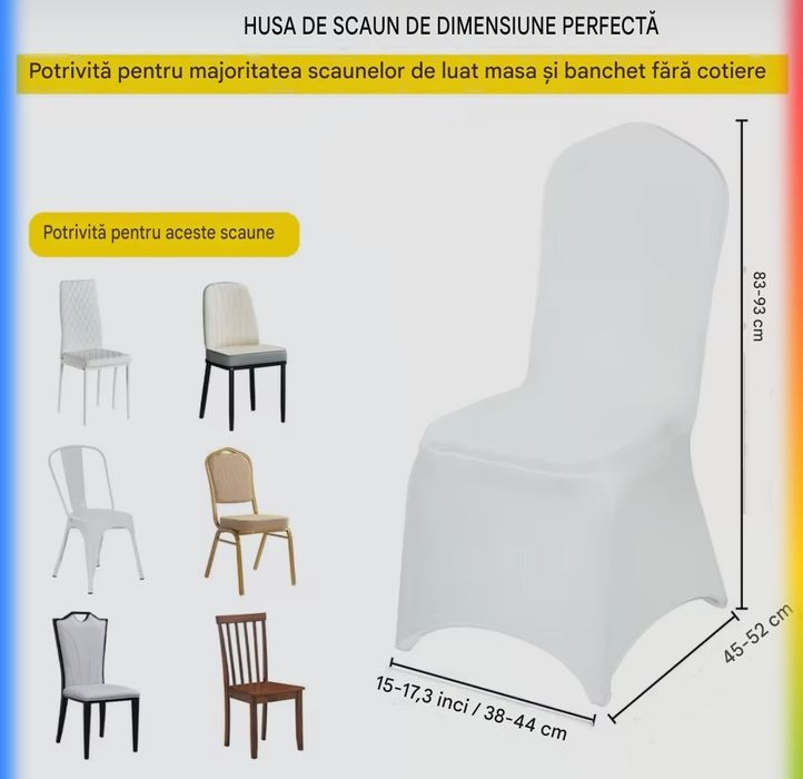 Huse scaun lycra, spandex pentru evenimente nunta, botez, majorat