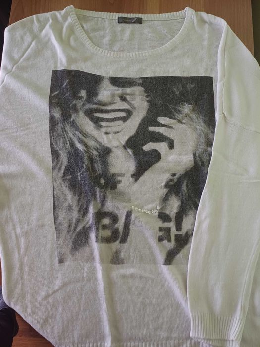 Pulovar alb subtire, mar L