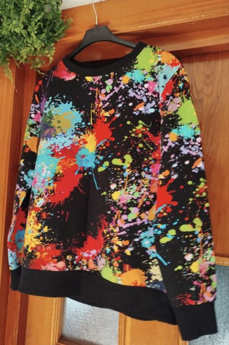 Bluza dama cu maneci lungi cu imprimeu colorat in stil pete de vopsea