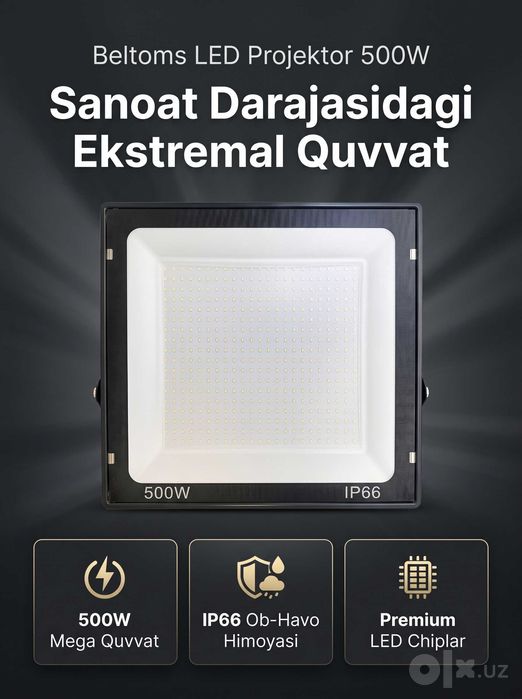 LED Projektor Beltoms 500W | Ultra kuchli yoritish