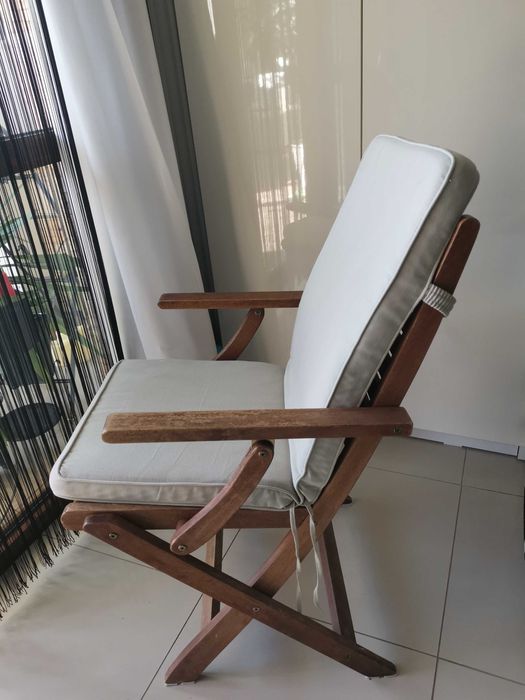 Scaune terasă pliable din lemn și perne-4 bucăți