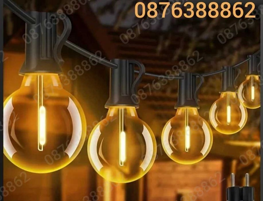 Външни лампи Светлинна верига от 20бр. Лед крушки за декорация