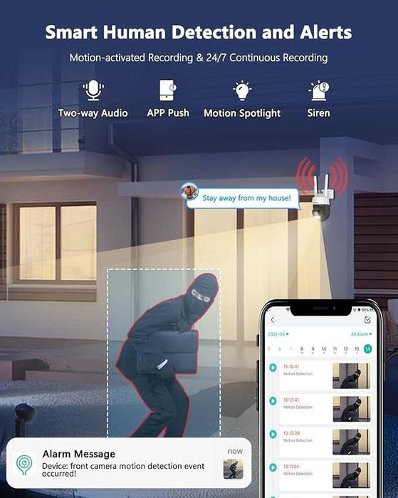 UCOCARE 5MP+32Gкарта WiFi UHD охранителна камера за външен монтаж IP67