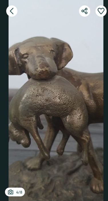 Caine de vanatoare-Statueta din bronz masiv