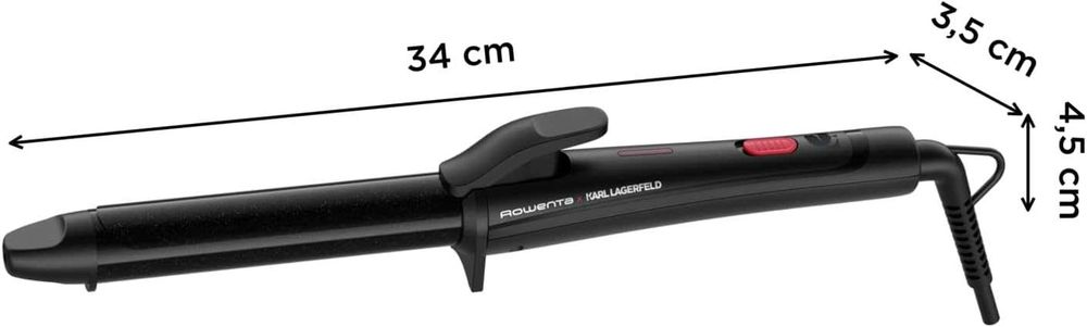 Маша за коса Rowenta x Karl Lagerfeld CF321LF0, 200°C Keratin & Shine, Кабел 1.8 м, Черен/Червен