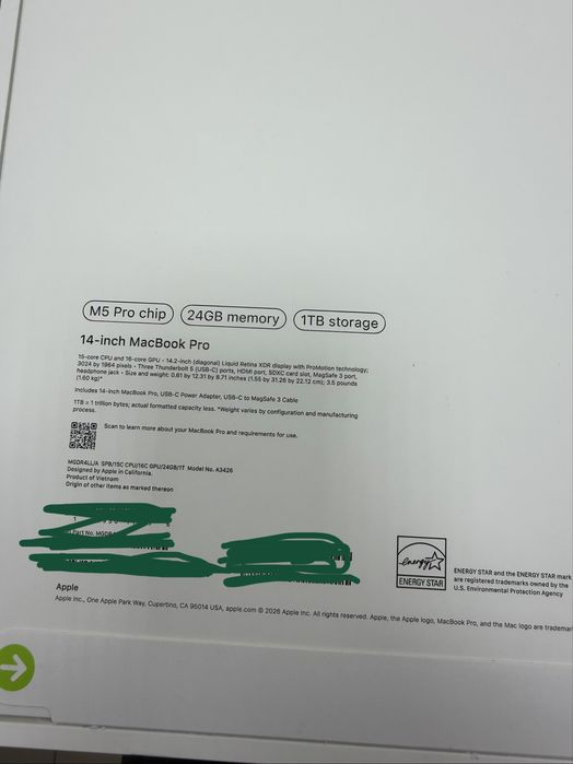 Macbook pro m5 pro 2026