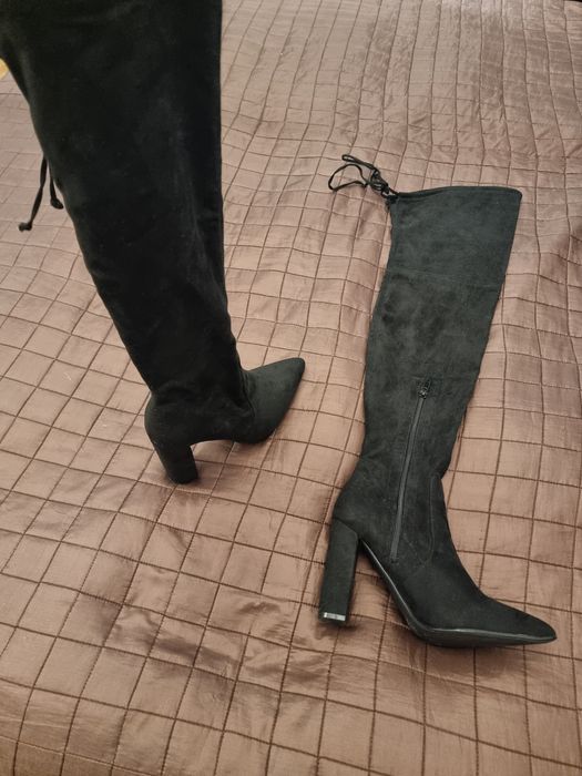 Cizme dama peste genunchi cu toc