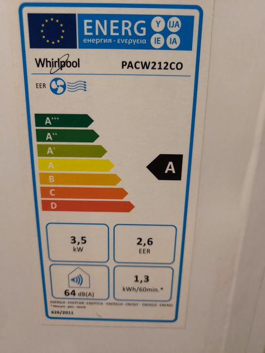 Мобилен КЛИМАТИК Whirlpool PACW212CO. 12000 BTU. ПРЕНОСИМ. КЛАС A.