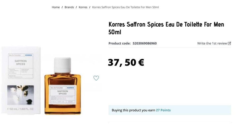 Korres Saffron Spices Eau de Toilette 50 мл