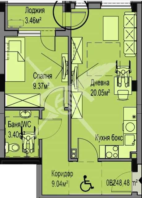 Двустаен апартамент в Меден Рудник 370 - 13030