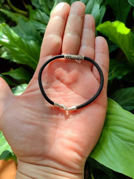 Православна гривна от сребро и шнур, мъжка гривна, дамска гривна