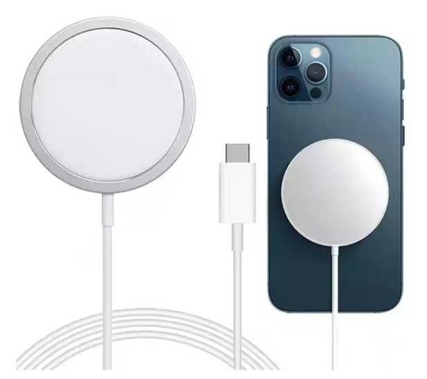 Incarcator Magnetic Magsafe Wireless 15W cu incarcare rapida, Alb