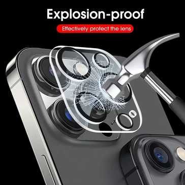 Folie protectie camera iPhone 15 Pro Max sticla temperata transparenta ridicata acoperire completa