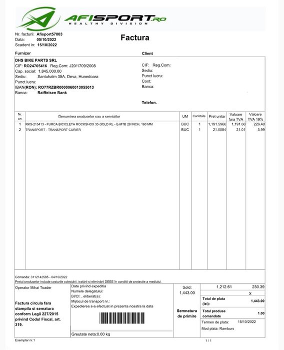 Furca RockShox 29” 160mm 35 Gold E-MTB