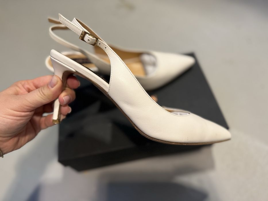 Pantofi Musette albi, piele, 40