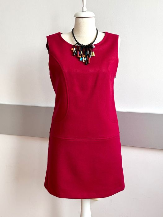 Benetton pure wool raspberry dress разкошен сукман в малинов цвят