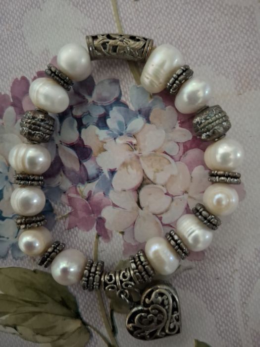 Brățară perle de cultura mari 1 cm  elastica