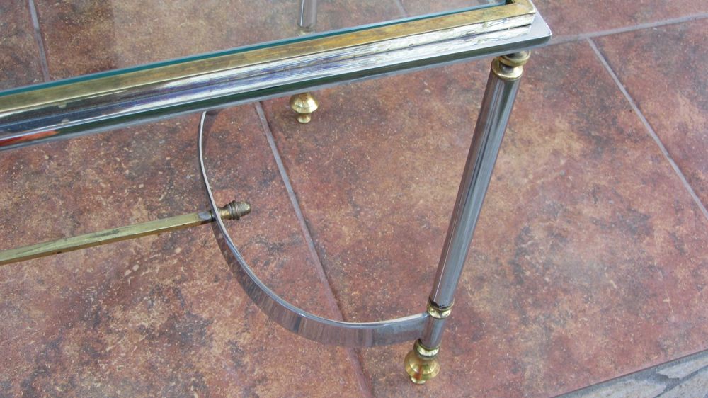 Masuta cafea absolut deosebita alama,inox,sticla vintage anii 70 patin