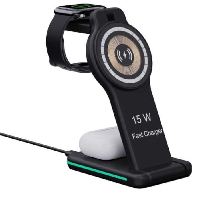 Incarcator Wireless Pliabil Telefon si Ceas Fast Charge 5in1 15w