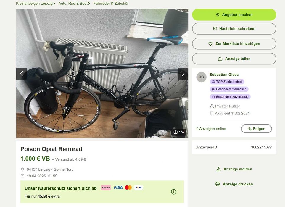 Bicicleta de strada Cursiera Poison Opiat schimb variante schimb variante dar nu cu alte biciclete