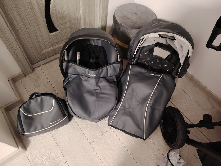 Carucior 3 în 1 Krausman Rider Soft Grey