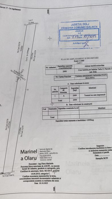Teren extravilan arabil în Coțofenii din Fața/Ișalnița