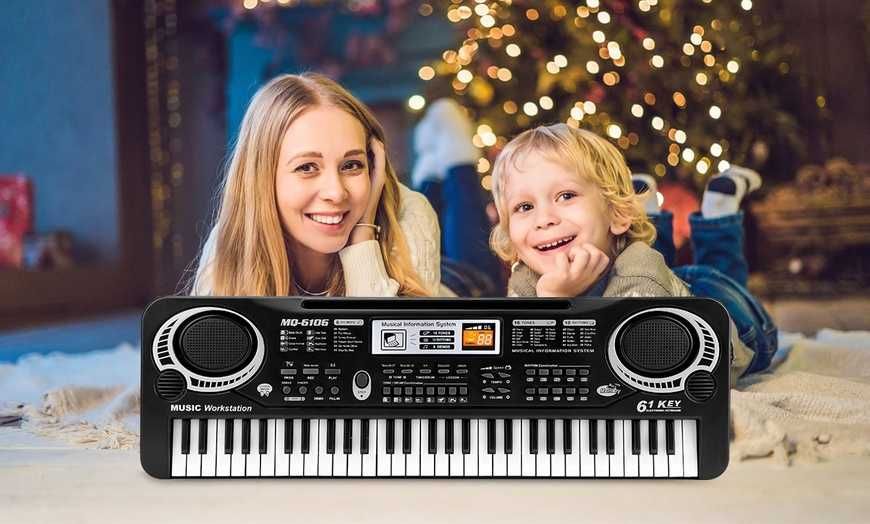 Голямо детско пиано с микрофон детска йоника 61 клавиша USB и батерии