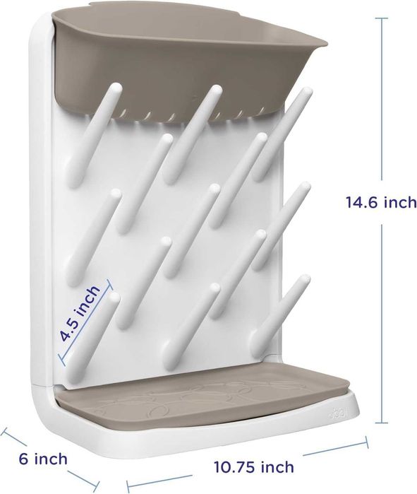UBBI Vertical Baby Bottle Drying Rack – Вертикален сушилник за бебешки шишета и аксесоари, спестяващ място, Taupe