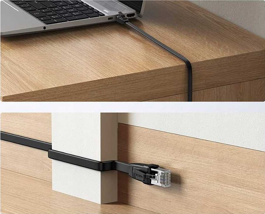 Cablu de retea plat UGREEN Ethernet RJ45, Cat.6, UTP, 15m, negru