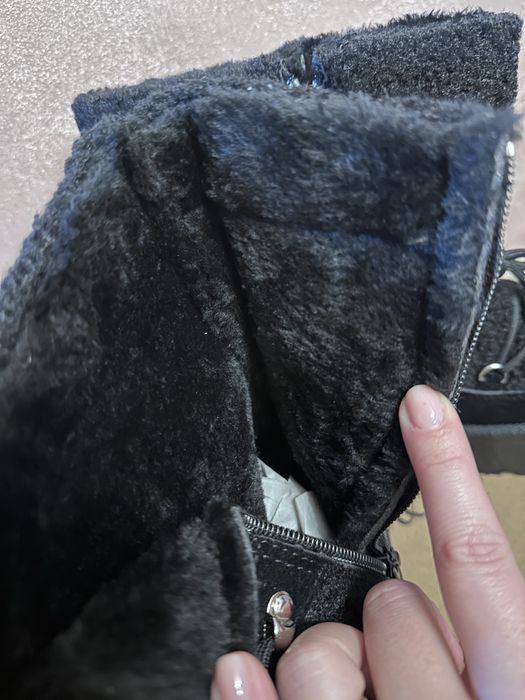 Cizme negre de zăpadă din blană cu platformă